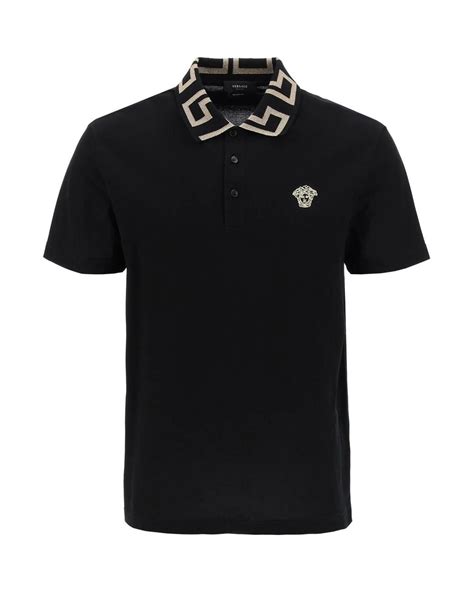 versace mens shirts black and golg|men's Versace polo shirts.